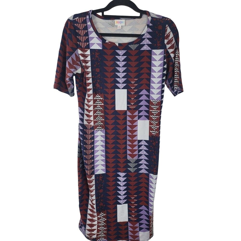 LuLaRoe Simply Comfortable Dress Medium Womens Short Sleeve Midi Multicolor